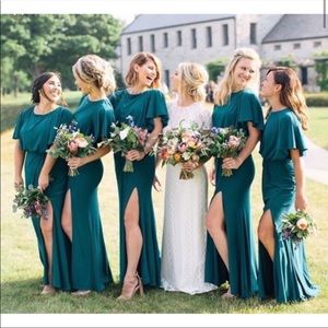 BHLDN Lena Blousson Gown Dress Green